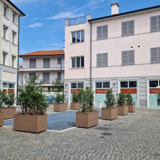 Busto, tra le polemiche sulle piante spuntano le fioriere nella piazza delle Dimore Liberty