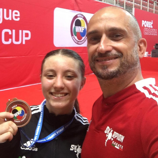 Roberta Dominici con papà Massimiliano: orgoglio suo e dell'Asd Skorpion Karate