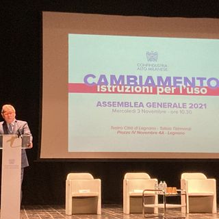 Il presidente Diego Rossetti alla recente assemblea di Confindustria Altomilanese