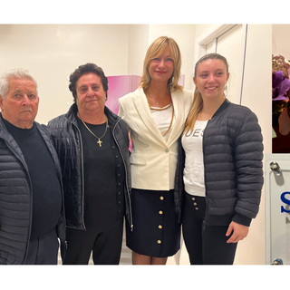 La sala dedicata ad Elena, con la sua famiglia e l'ad Sara tosi, nelle altre foto con papà Claudio, sindaco Antonelli e assessore Cislaghi, la Pro Patria