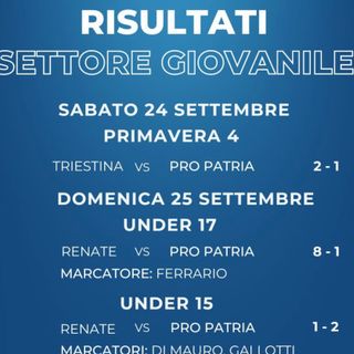 Settore giovanile, la Pro Patria a Trieste battuta 2-1