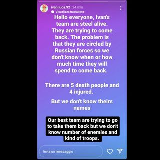 «Ci sono sopravvissuti nel gruppo di Ivan, stiamo cercando di andare a recuperarli»