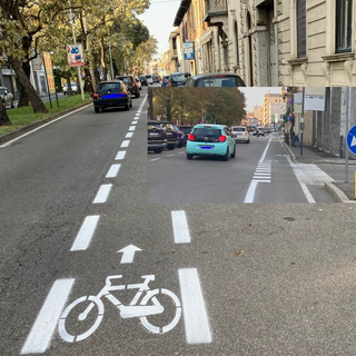Nella foto piccola un'opera di &quot;ricucitura&quot;, in quella grande la rifinitura in via Magenta - foto di Loschiavo