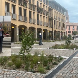 Via Cavallotti e nel riquadro il presidente Collini