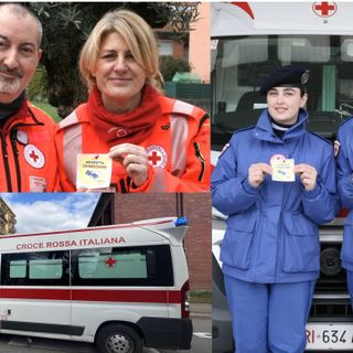 Alcune delle immagini condivise dalla Cri di Busto e un'ambulanza durante una manifestazione cittadina