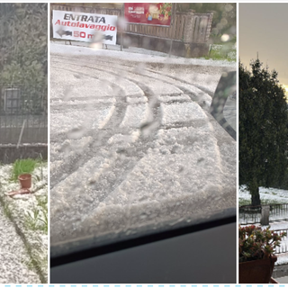 La grandine caduta nel pomeriggio a Malnate (a sinistra), Vedano olona (centro) e Binago (destra). Le foto sono tratte da Facebook La grandine caduta nel pomeriggio a Malnate (a sinistra), Vedano olona (centro) e Binago (destra). Le foto sono tratte da Facebook