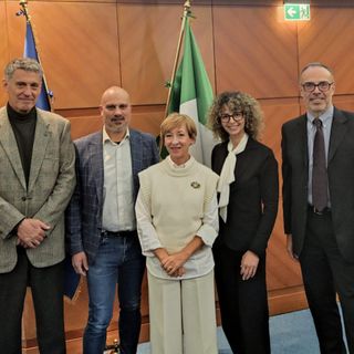 Da sinistra: Giuseppe Campo di INAIL Dimeila, Andrea Alberio di ATS Insubria, Nicoletta Cornaggia di Regione Lombardia, Caterina Cecchino di ATS Insubria e Diego De Merich di INAIL Dimeila