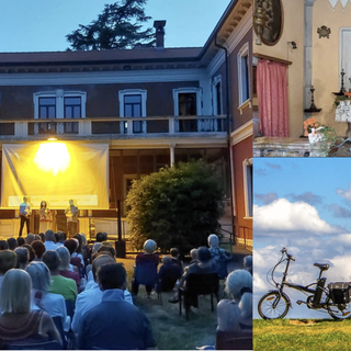Villa Calcaterra e a lato la cappella di Sant'Anna a Fagnano e bici pronte a essere usate per esplorare la Valle