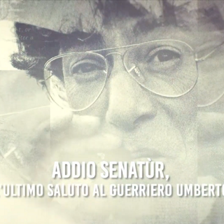L'immagine di copertina della sigla della diretta del funerale di Umberto Bossi domani su Rete55