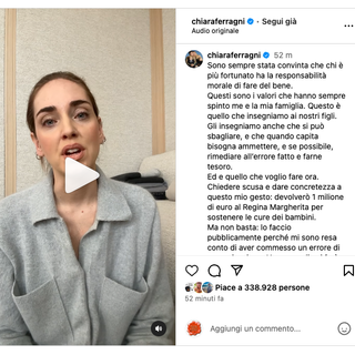 Ferragni sul caso del pandoro Balocco: «Chiedo scusa, donerò un milione di euro al Regina Margherita»