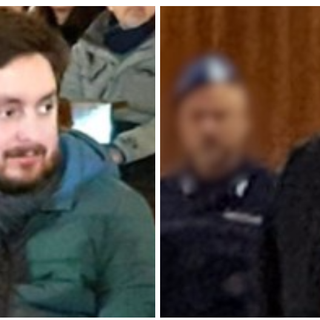 Nicolò Maja (a sinistra) e il padre Alessandro (a destra durante una precedente udienza)