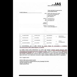 La lettera dell'Ias ricevuta dai lavoratori frontalieri italiani La lettera dell'Ias ricevuta dai lavoratori frontalieri italiani