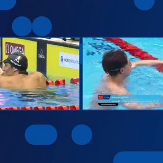 Nicolò subito dopo la conclusione dei 50 rana