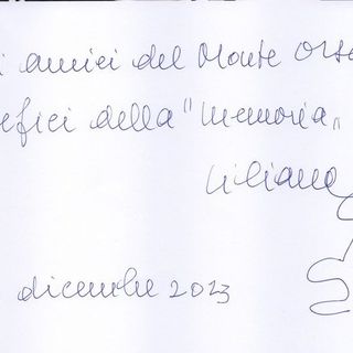 Il messaggio autografo di Liliana Segre agli Amici del Monte Orsa