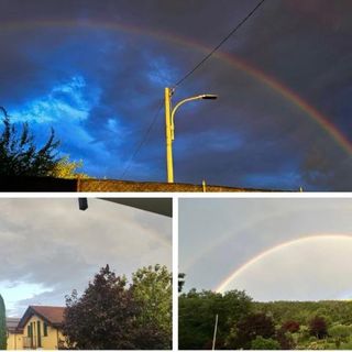 In grande l'arcobaleno avvistato a Bizzozero, qui sopra a destra quello della Rasa e a sinistra quello spuntato a Masnago