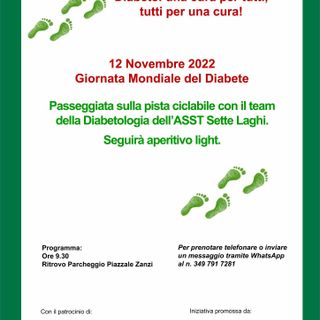 12 novembre: camminata in occasione della Giornata Mondiale del Diabete
