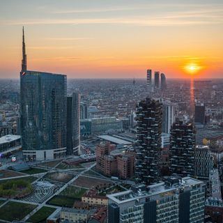 La vista dal 39° piano di Palazzo Lombardia, posizionato a un'altezza di 161 metri