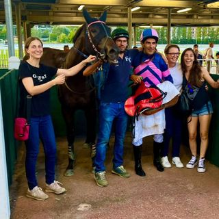 Alessandro Bonfatti, Tilly The Filly e l’allenatrice Federica Tomasini subito dopo il successo di mercoledì scorso (credit Brusa.Media)