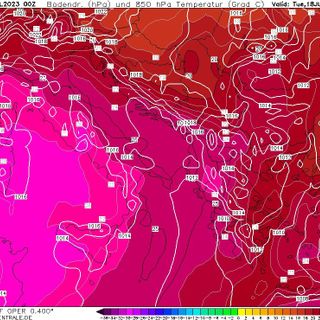 L'impressionante carta postata da Bertoni riferita alla temperatura a 1.500 metri di quota attesa martedì sera