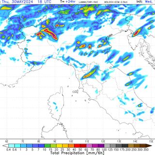 Una &quot;lingua&quot; colorata con temporali e precipitazioni sulla nostra provincia
