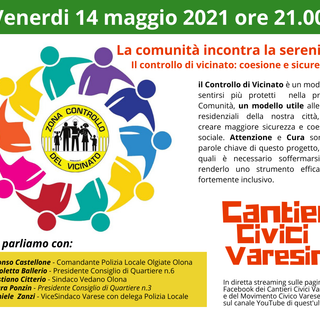 Controllo di vicinato, se ne parla venerdì con i Cantieri Civici Varesini