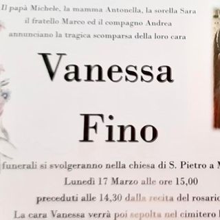 Lunedì alle 15 a Marchirolo l'ultimo saluto a Vanessa Fino Lunedì alle 15 a Marchirolo l'ultimo saluto a Vanessa Fino