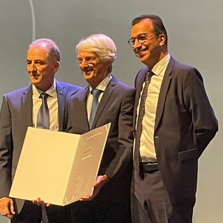 Luigi Solbiati con Philippe Pereira e Afshin Gangi, sotto l'evento