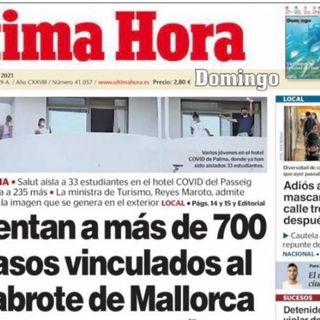 Il maxi focolaio di Covid in prima pagina su uno dei quotidiani di Maiorca
