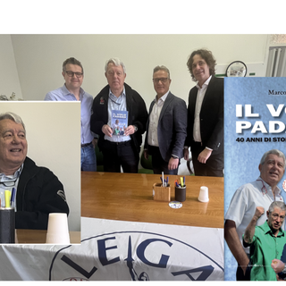 Da sinistra Cassani, Speroni, Albani e Linari. Il libro e Speroni durante la conferenza