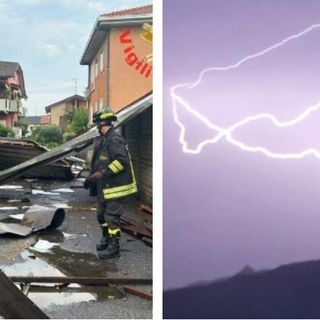 La lamiera di un tetto vola su un'auto a Ceriano Laghetto, fulmini nella notte sul lago Maggiore via NaturalMeteo grazie a Giacomo
