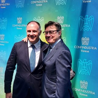 Il presidente di Confindustria nazionale Emanuele Orsini e il leader degli industriali della provincia di Varese Roberto Grassi
