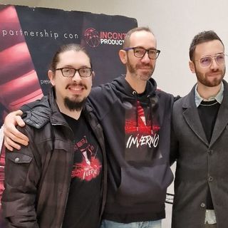 Emanuele Mattana (al centro) alla presentazione del film &quot;Inferno&quot; al cinema