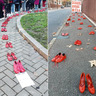 Scarpe rosse davanti alle scuole dell’istituto Galilei: «Per tutte “le Giulia” e perché non ce ne sia mai più nessuna»