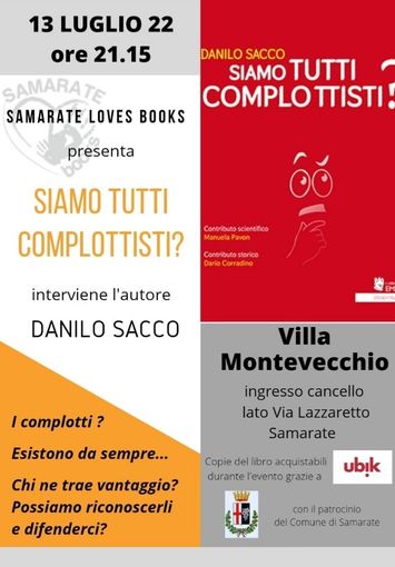 “Samarate Loves Books”: Danilo Sacco presenta “Siamo tutti complottisti?”