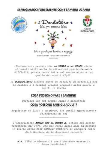 Il Dondolibro di Busto raccoglie libri e giochi per bimbi ucraini