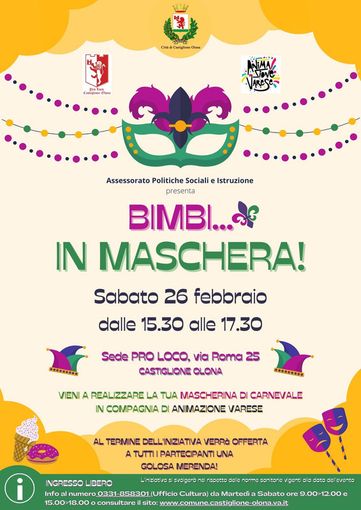 Castiglione prepara il Carnevale con “Bimbi... in maschera” Castiglione prepara il Carnevale con “Bimbi... in maschera”