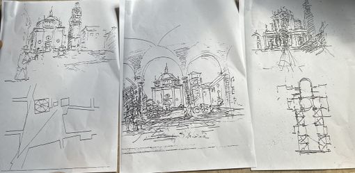 Disegni di Richino Castiglioni sul centro di Busto