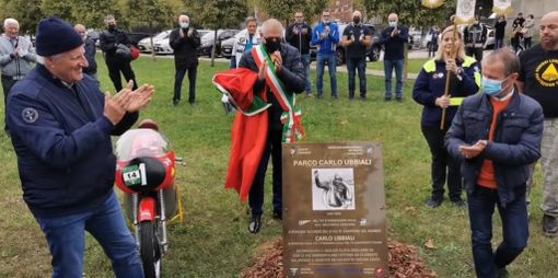 Inaugurato a Samarate il parco “Carlo Ubbiali”, leggenda del motociclismo