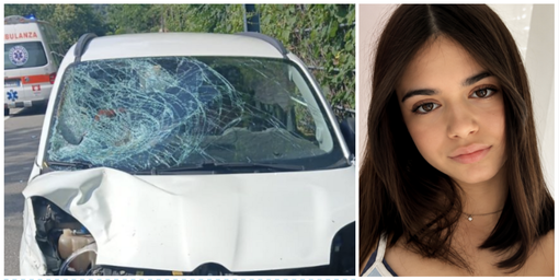 A sinistra: l'auto dopo l'incidente. A destra: Sara Vetrano