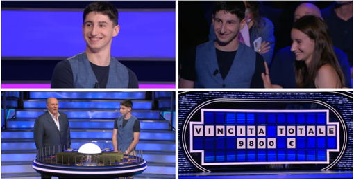 Andrea primo bravissimo campione della "Ruota della fortuna" tornata ieri dopo il Tg5 e condotta da Gerry Scotti Andrea primo bravissimo campione della "Ruota della fortuna" tornata ieri dopo il Tg5 e condotta da Gerry Scotti