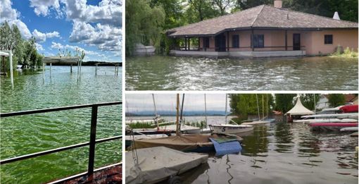 Le acque del lago sommergono il Village, l'Isolino e la riva della Schiranna dove si trova la sezione varesina della Lega navale italiana Le acque del lago sommergono il Village, l'Isolino e la riva della Schiranna dove si trova la sezione varesina della Lega navale italiana