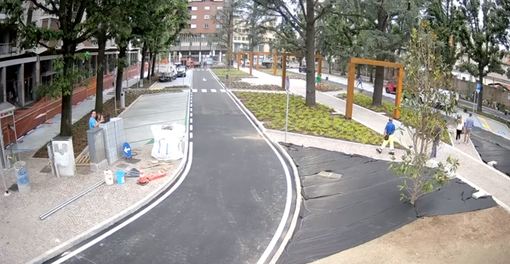 La piazza con i test di questa mattina a Gallarate