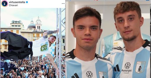 B, si balla. A lato Ndrecka e Castelli (foto dal sito della Virtus Entella) B, si balla. A lato Ndrecka e Castelli (foto dal sito della Virtus Entella)