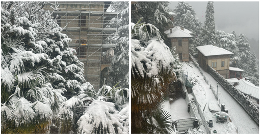 Nevicata in corso al Sacro Monte
