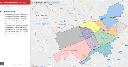 La cartina delle consulte territoriali di Legnano La cartina delle consulte territoriali di Legnano