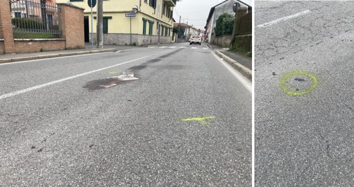 Il luogo del tragico sinistro, in via Vittorio Veneto a Gorla Minore