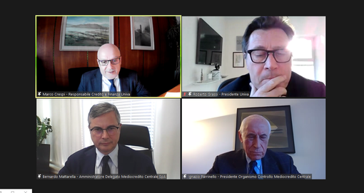 I partecipanti al webinar di Univa sul ruolo del Mediocredito centrale