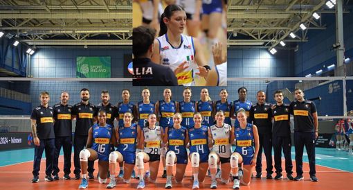 La squadra e nel riquadro Monaco: foto per cortesia di Cev e di Massimiliano Monaco
