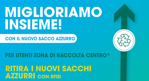 Parte lunedì 22 aprile la distribuzione dei sacchi azzurri nella zona di raccolta del “centro”