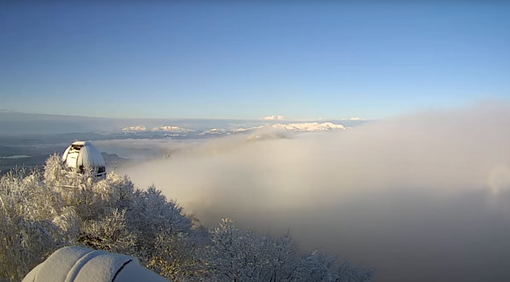 La svolta nel tempo immoralata dalla web cam questa mattina all'osservatorio del Campo dei Fiori